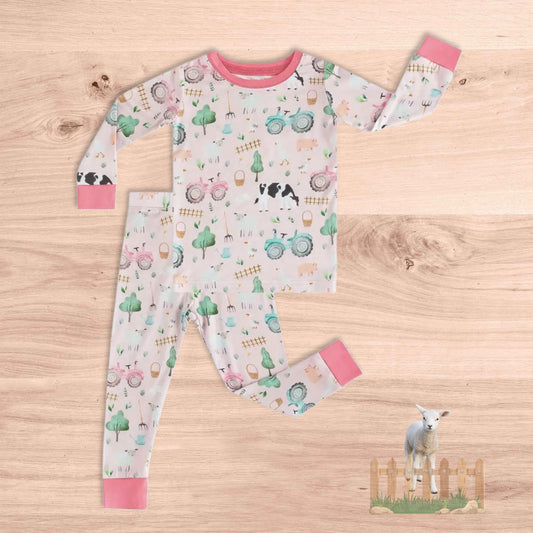 Farm Fun Pink Bamboo Pajamas