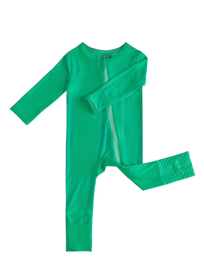 Zip-Up Bamboo Convertible Romper w/Footie Grips