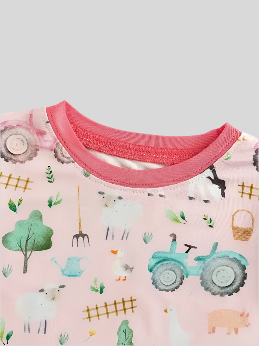 Farm Fun Pink Bamboo Pajamas