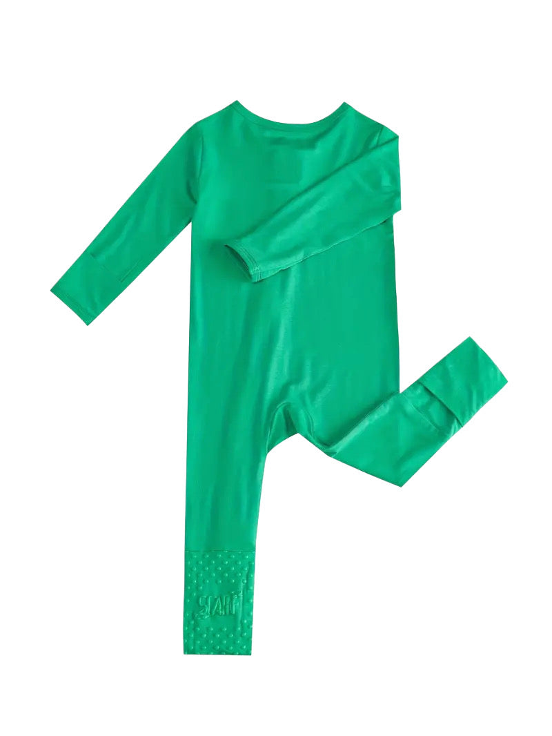 Zip-Up Bamboo Convertible Romper w/Footie Grips