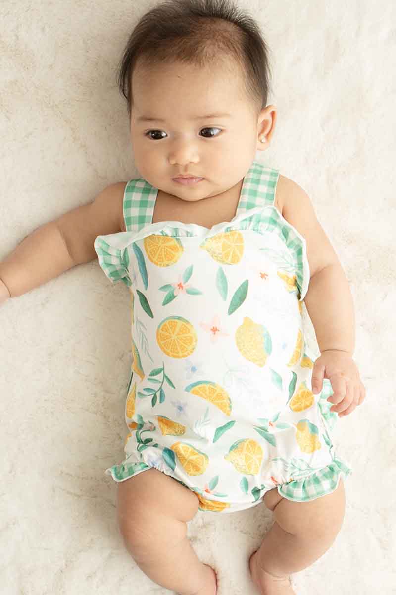 Green Lemon Print Girl Bubble