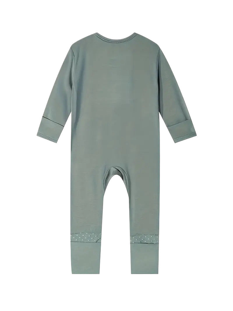 Zip-Up Bamboo Convertible Romper w/Footie Grips