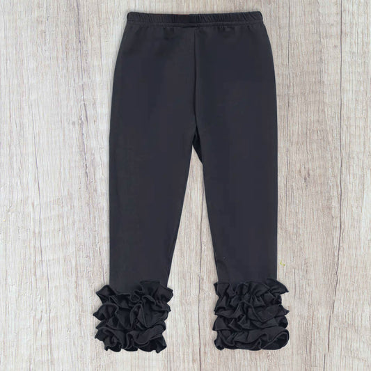 Girl's Icing Ruffle Leggings - Black