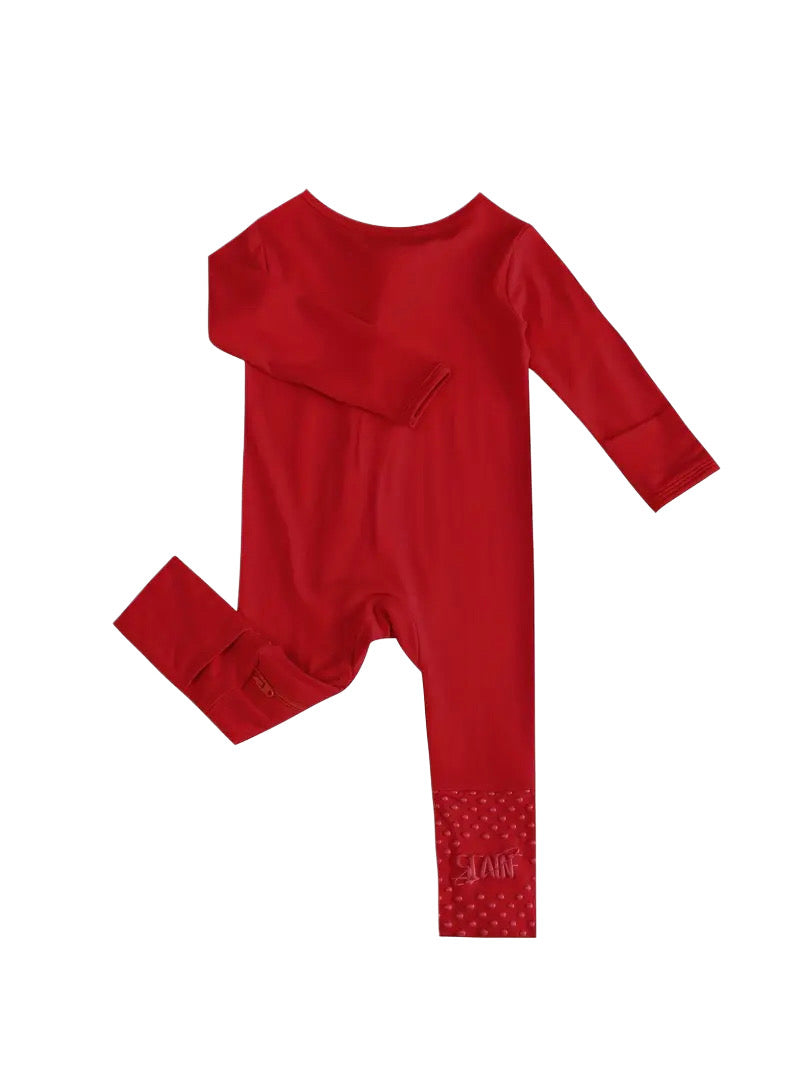 Zip-Up Bamboo Convertible Romper w/Footie Grips