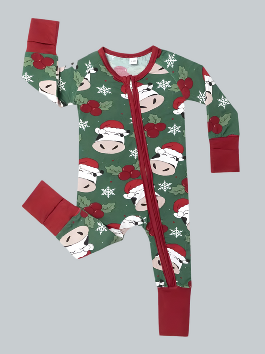 Moo-rry Christmas Bamboo Romper