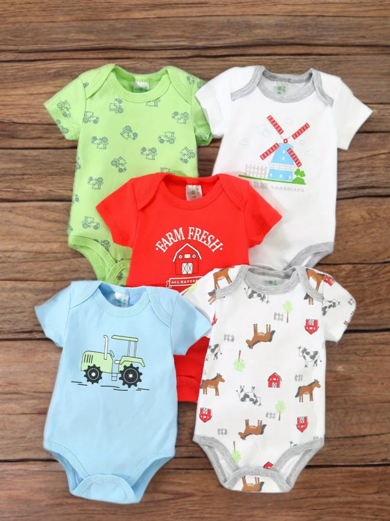 Farm Fresh Onesies, 5-pc Set