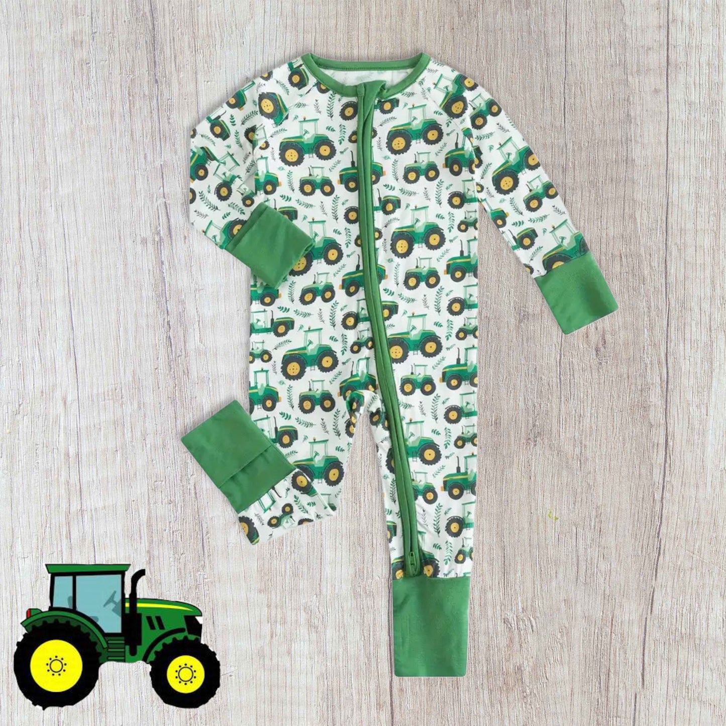 Big Green Tractor Bamboo Convertible Romper