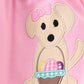 Premium Pink Dog Applique Girl Romper