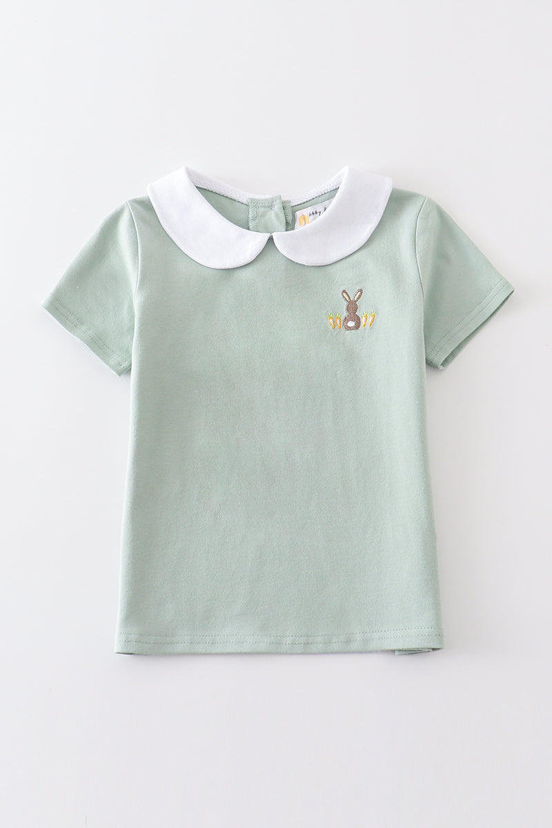 Premium Sage Easter Bunny Embroidery Boy Top