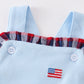 Premium Blue Patriotic Flag Embroidery Boy Romper