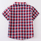 Premium Plaid Patriotic Flag Button Down Boy Shirt