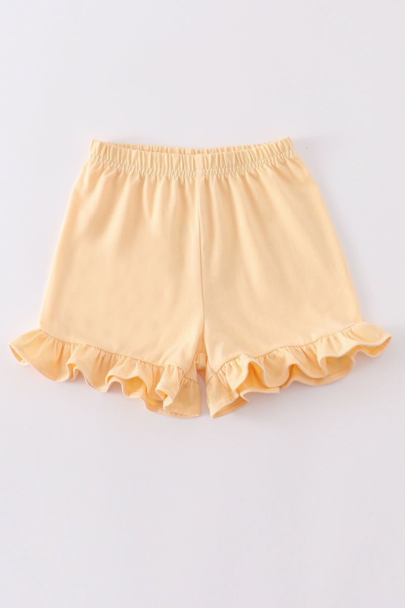 Premium Yellow Basic Ruffle Shorts