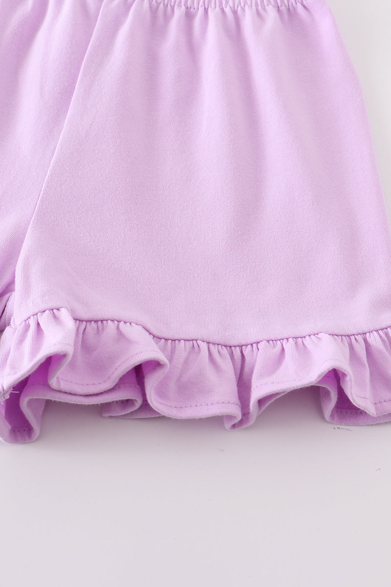 Premium Purple Basic Ruffle Shorts