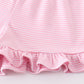 Premium Pink & White Stripe Basic Ruffle Shorts