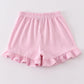 Premium Pink & White Stripe Basic Ruffle Shorts