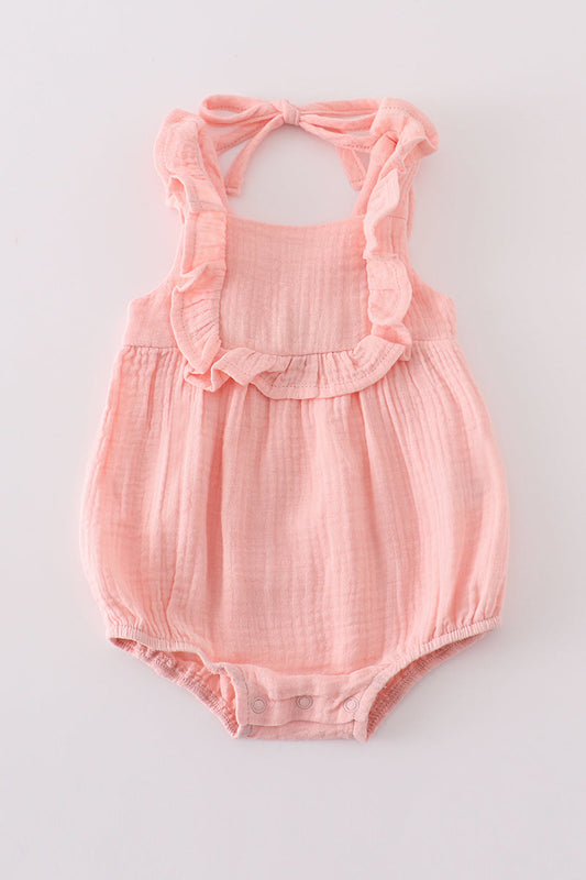 Premium Pink Muslin Ruffle Bubble