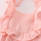 Premium Pink Muslin Ruffle Bubble