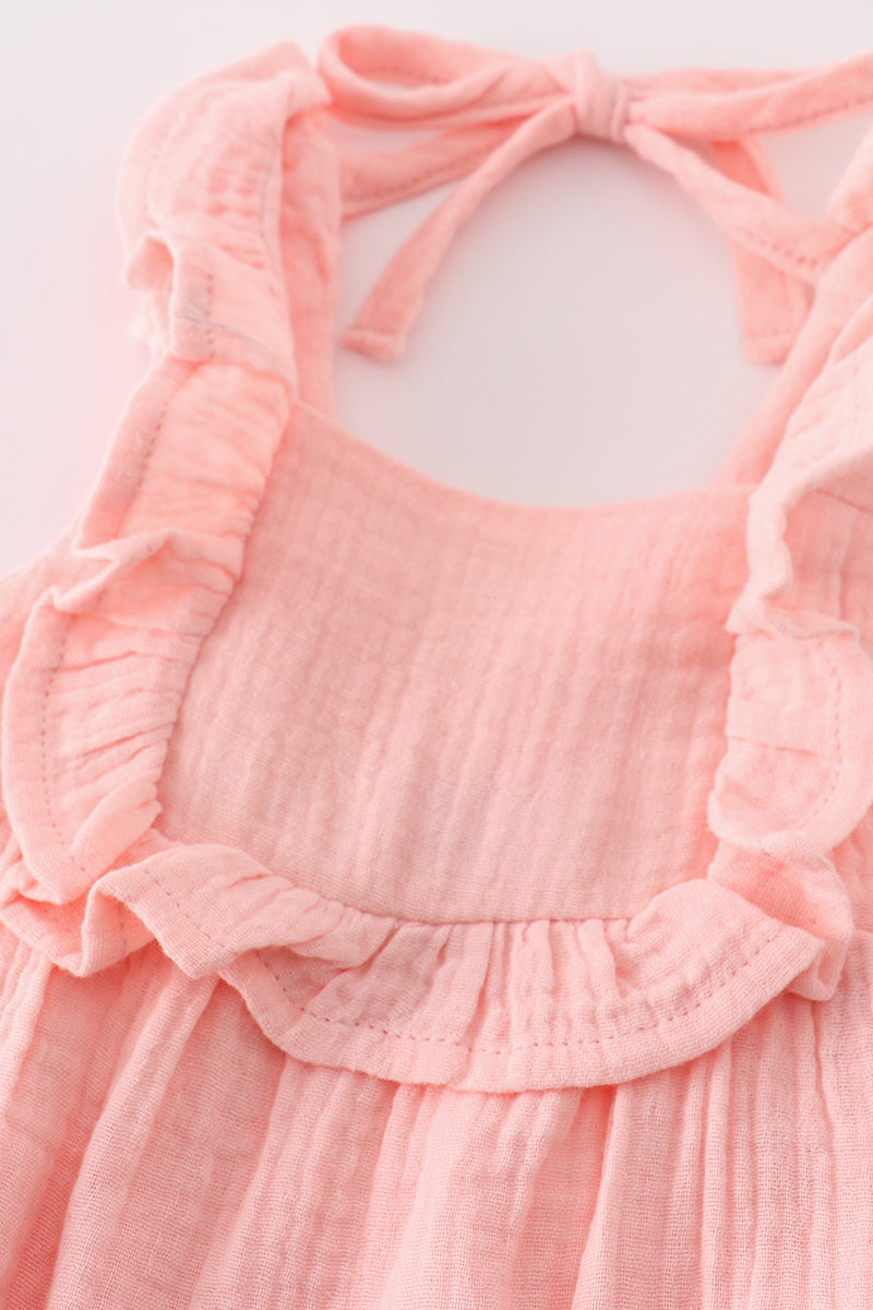 Premium Pink Muslin Ruffle Bubble