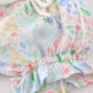 Premium Blue Muslin Floral Ruffle Set