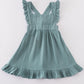 Premium Blue Muslin Ruffle Dress