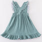 Premium Blue Muslin Ruffle Dress