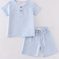 Premium Blue Muslin Stripe Boy Shorts Set