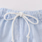 Premium Blue Muslin Stripe Boy Shorts Set