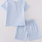 Premium Blue Muslin Stripe Boy Shorts Set