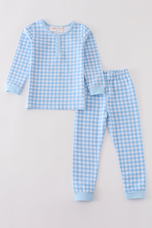 Premium Blue Plaid Boy Pants Set