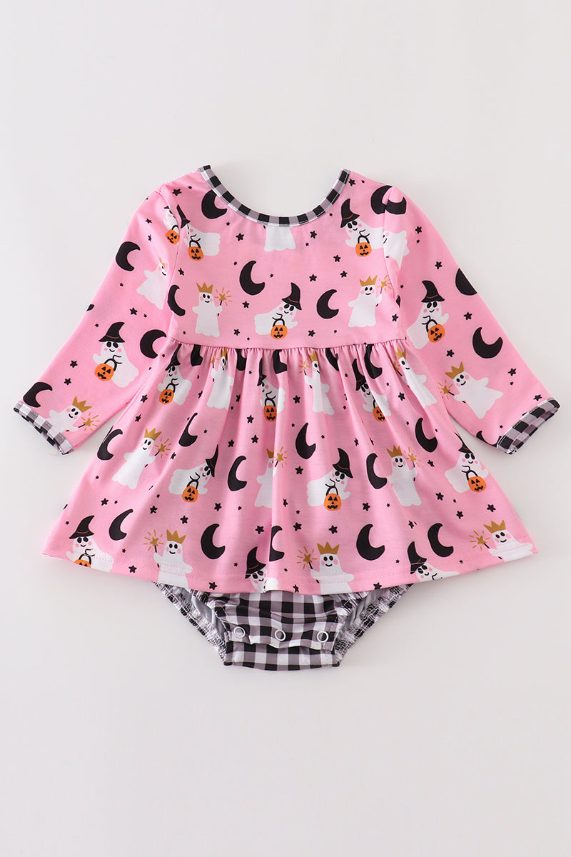 Premium Pink Halloween Ghost Girl Romper