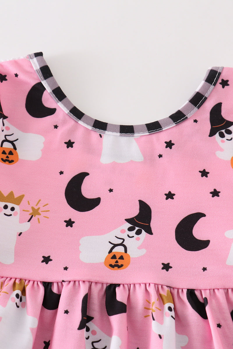 Premium Pink Halloween Ghost Girl Romper