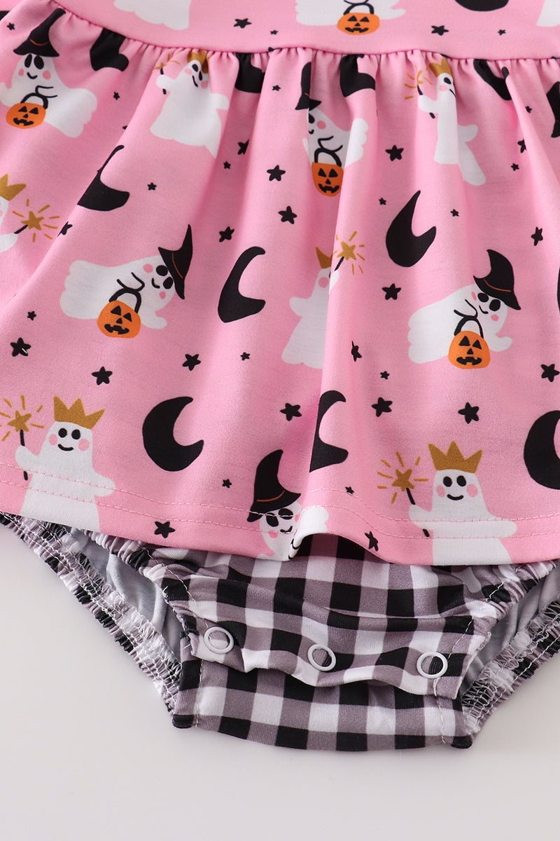 Premium Pink Halloween Ghost Girl Romper