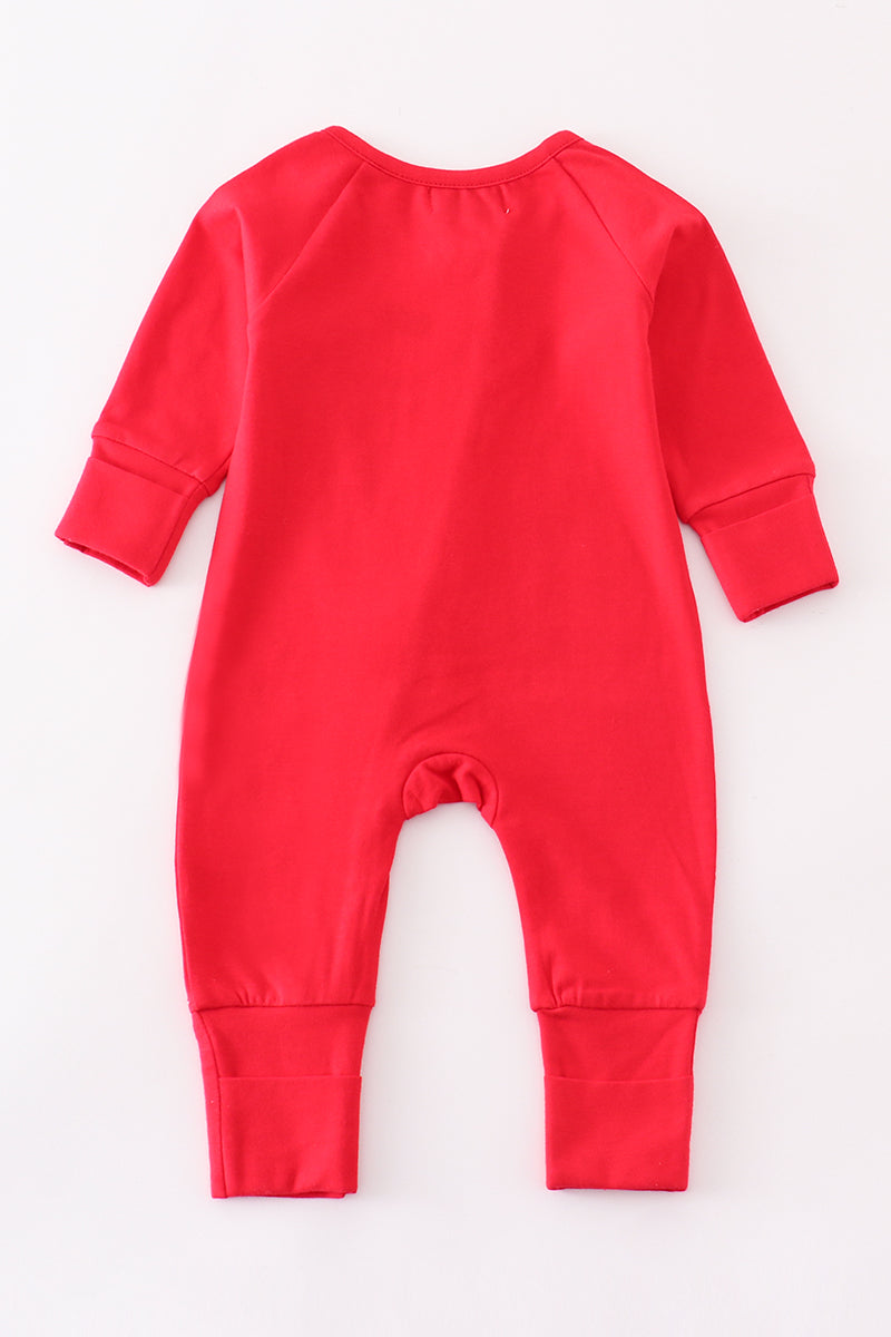 Premium Red Ruffle Zip Girl Pajama Romper