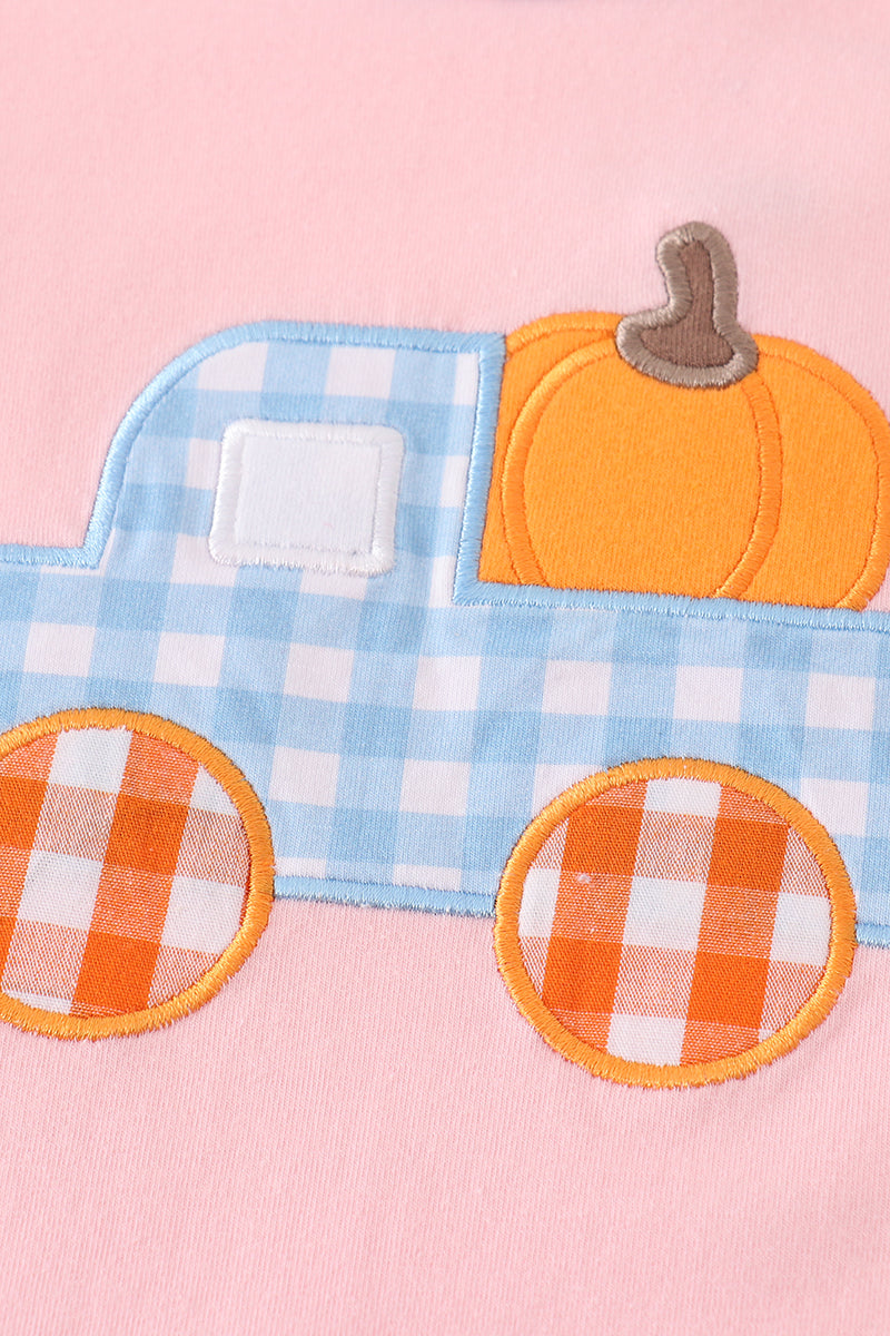 Pink Truck Pumpkin Embroidery Girl Set