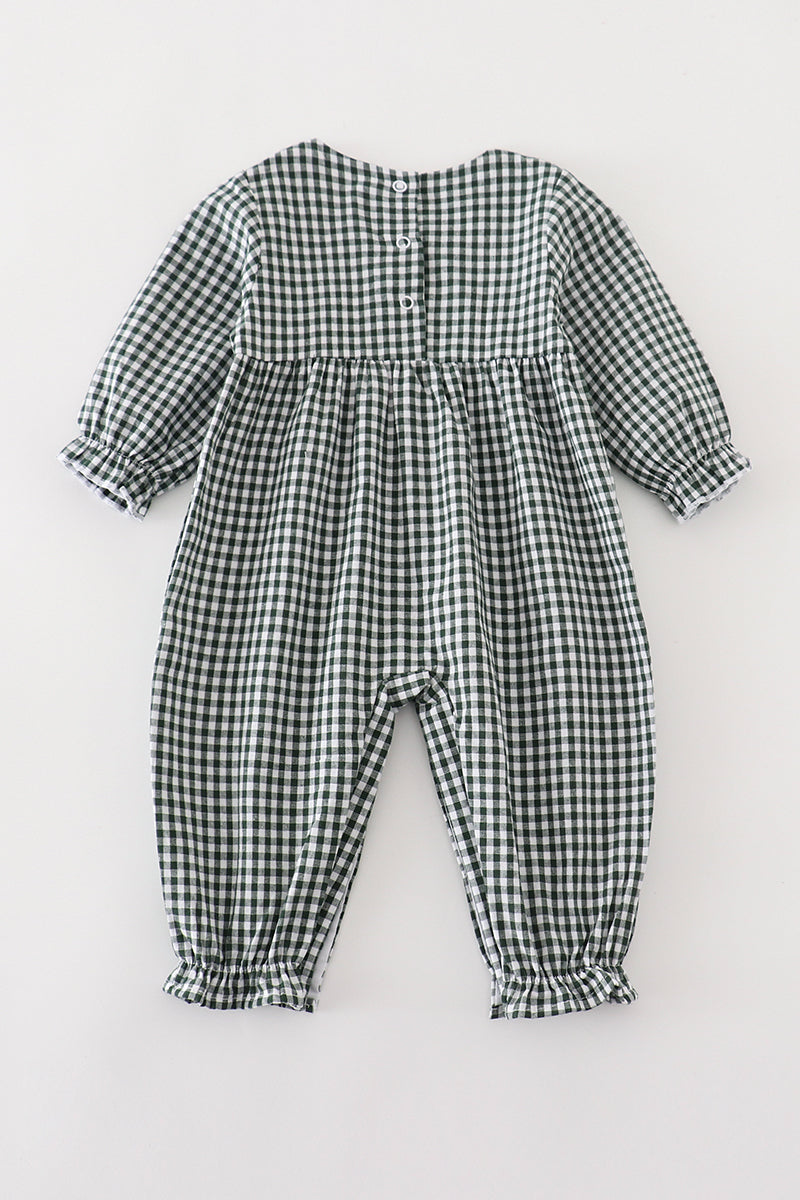 Premium Green Gingham Girl Romper