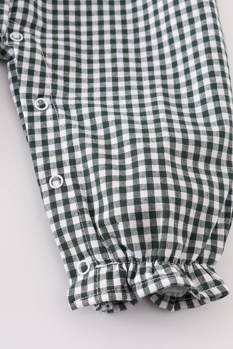 Premium Green Gingham Girl Romper