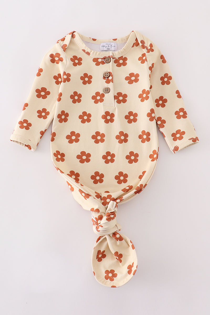 Premium Floral Print Baby Gown