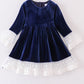 Premium Navy Velvet Lace Dress