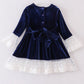 Premium Navy Velvet Lace Dress