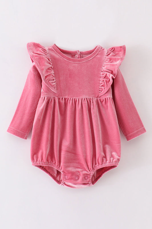 Premium Pink Velvet Ruffle Bubble