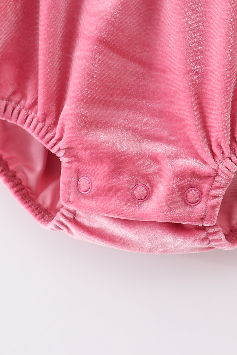 Premium Pink Velvet Ruffle Bubble