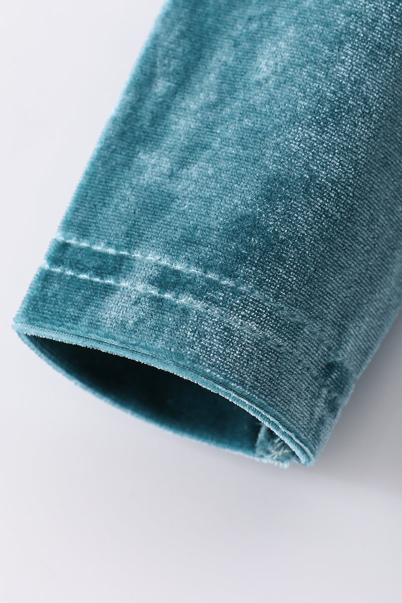 Premium Teal Velvet Ruffle Bubble