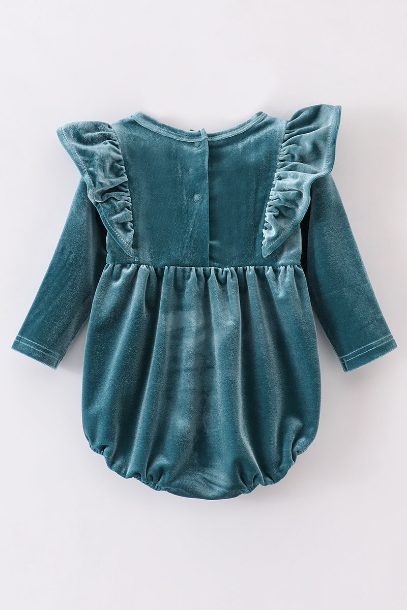 Premium Teal Velvet Ruffle Bubble