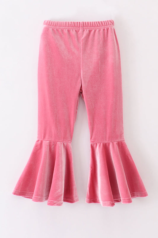 Premium Pink Velvet Bell Pants