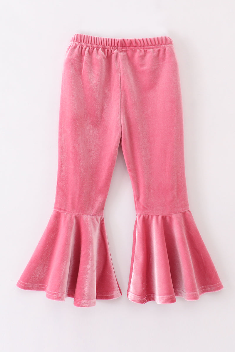 Premium Pink Velvet Bell Pants