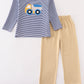 Premium Blue Stripe Truck Applique Boy Set