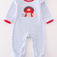 Premium Red Stripe Farm Applique Girl Romper