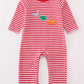 Premium Red Stripe Dinosaur Applique Romper