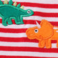 Premium Red Stripe Dinosaur Applique Romper