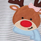 Premium Grey Stripe Reindeer Applique Girl Romper